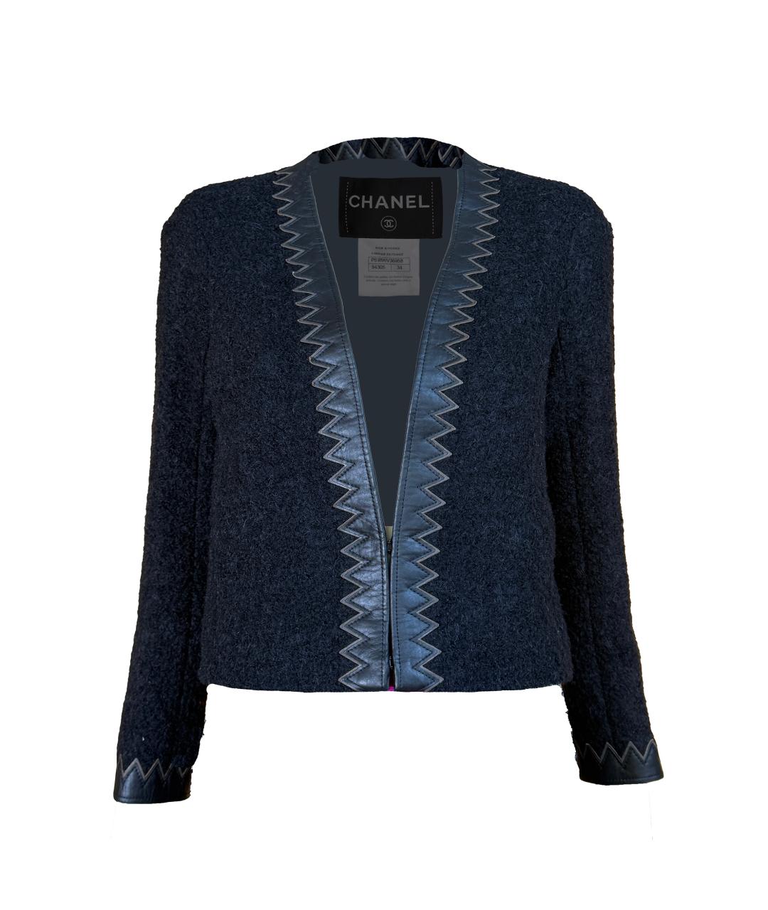 CHANEL Темно-синий твидовый жакет/пиджак, фото 1