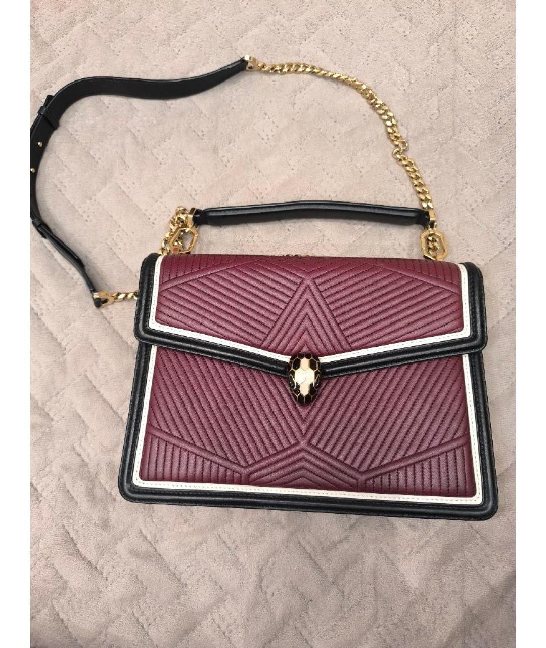 BVLGARI Бордовая кожаная сумка через плечо, фото 5