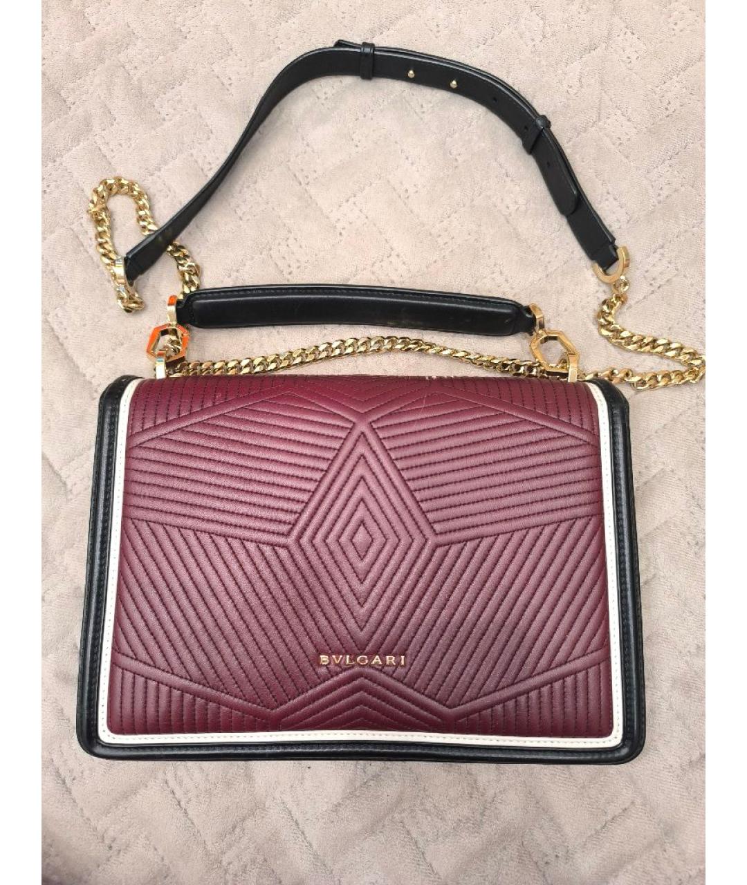 BVLGARI Бордовая кожаная сумка через плечо, фото 3