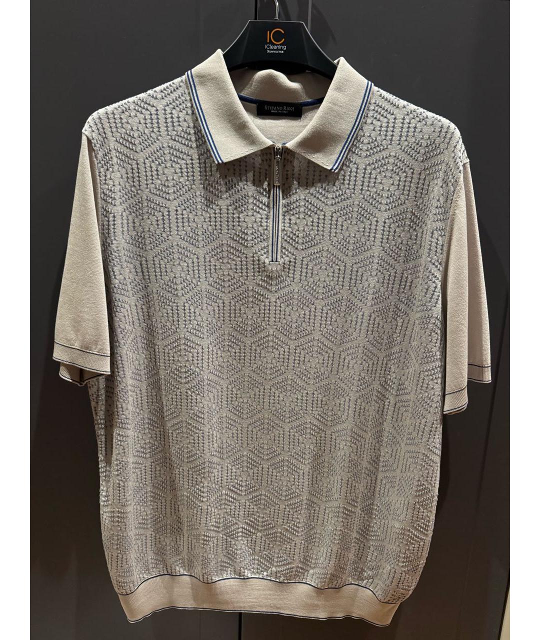 STEFANO RICCI Бежевое хлопковое поло с коротким рукавом, фото 5