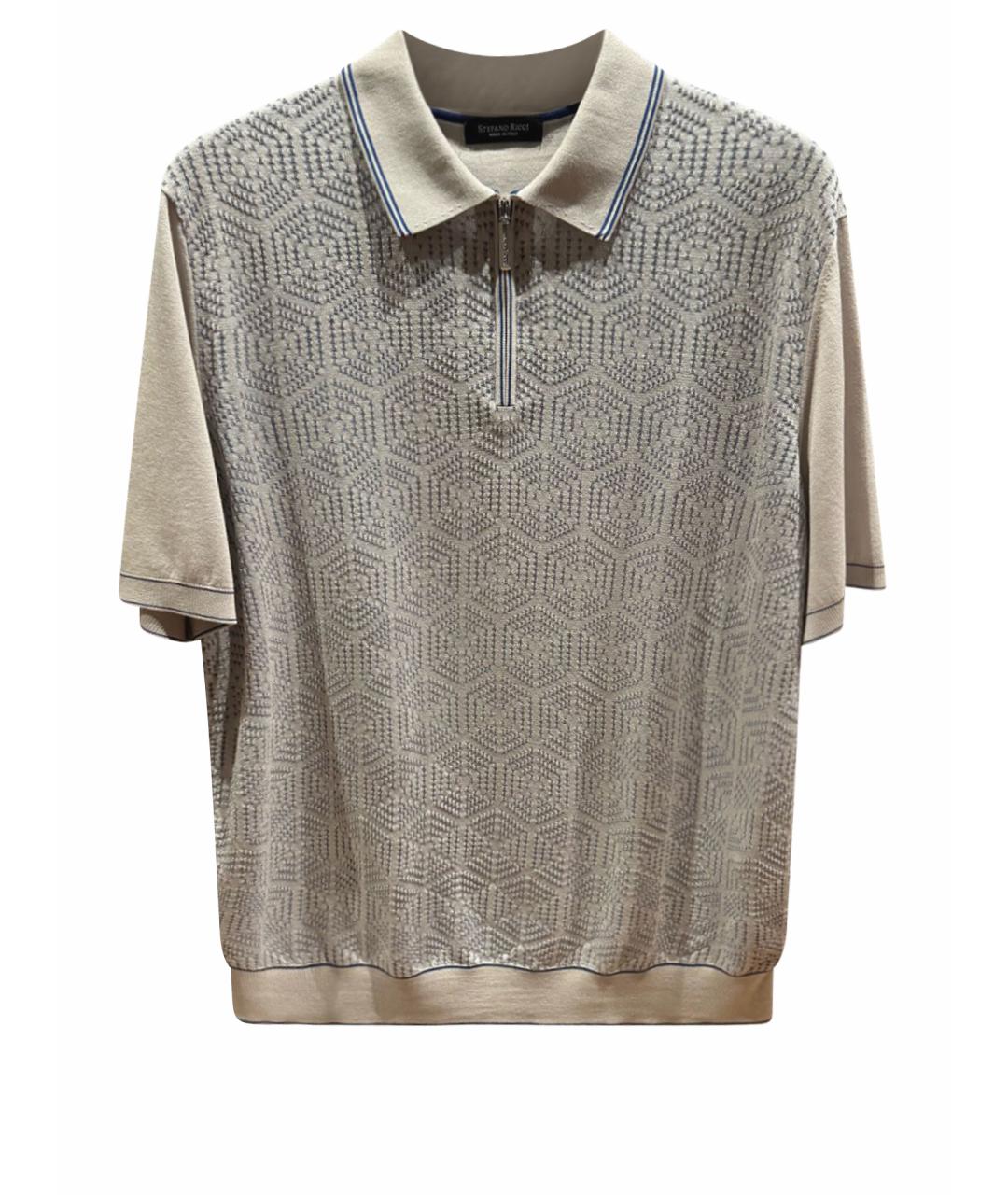 STEFANO RICCI Бежевое хлопковое поло с коротким рукавом, фото 1