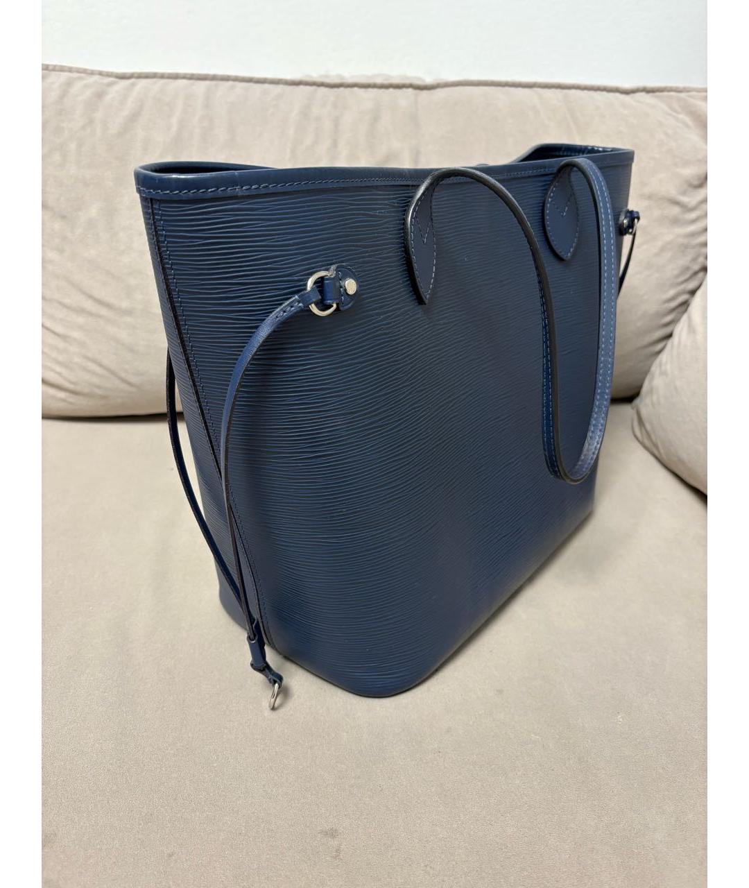 LOUIS VUITTON Темно-синяя кожаная сумка тоут, фото 2