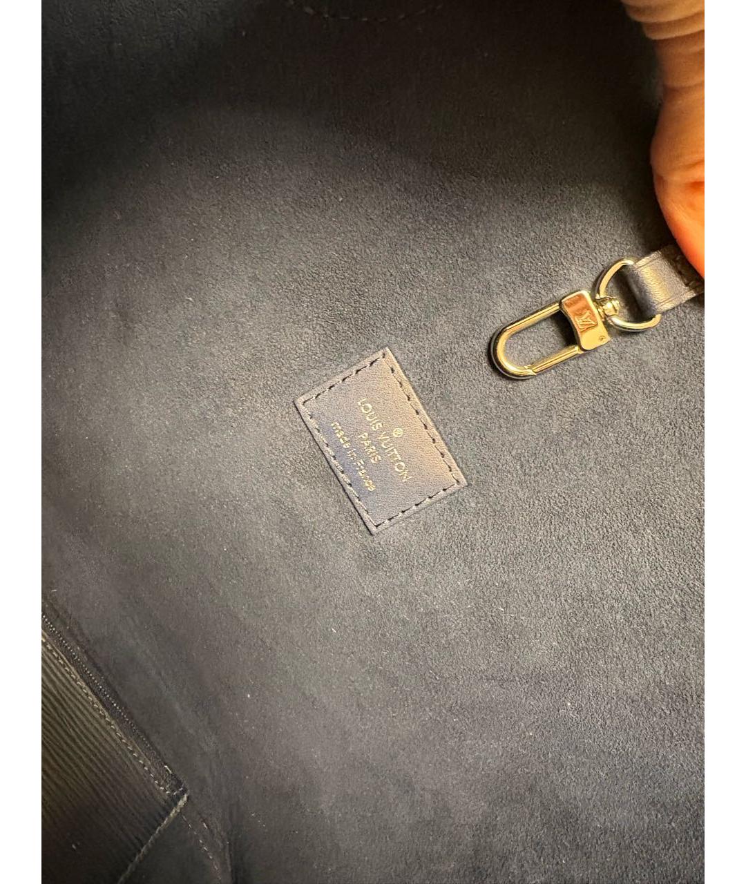 LOUIS VUITTON Темно-синяя кожаная сумка тоут, фото 5