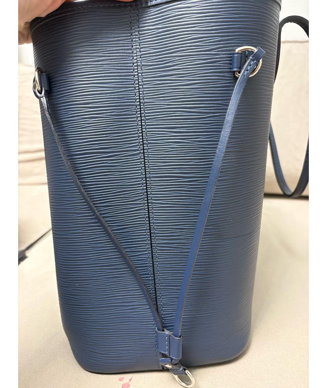 LOUIS VUITTON Темно-синяя кожаная сумка тоут, фото 7