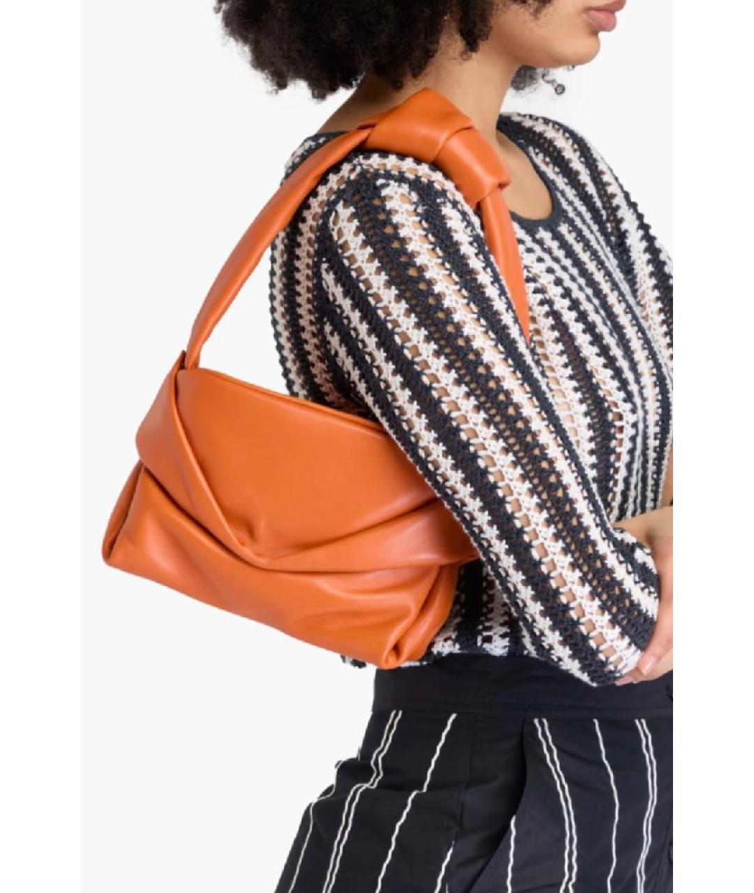 STAUD Оранжевая кожаная сумка с короткими ручками, фото 2
