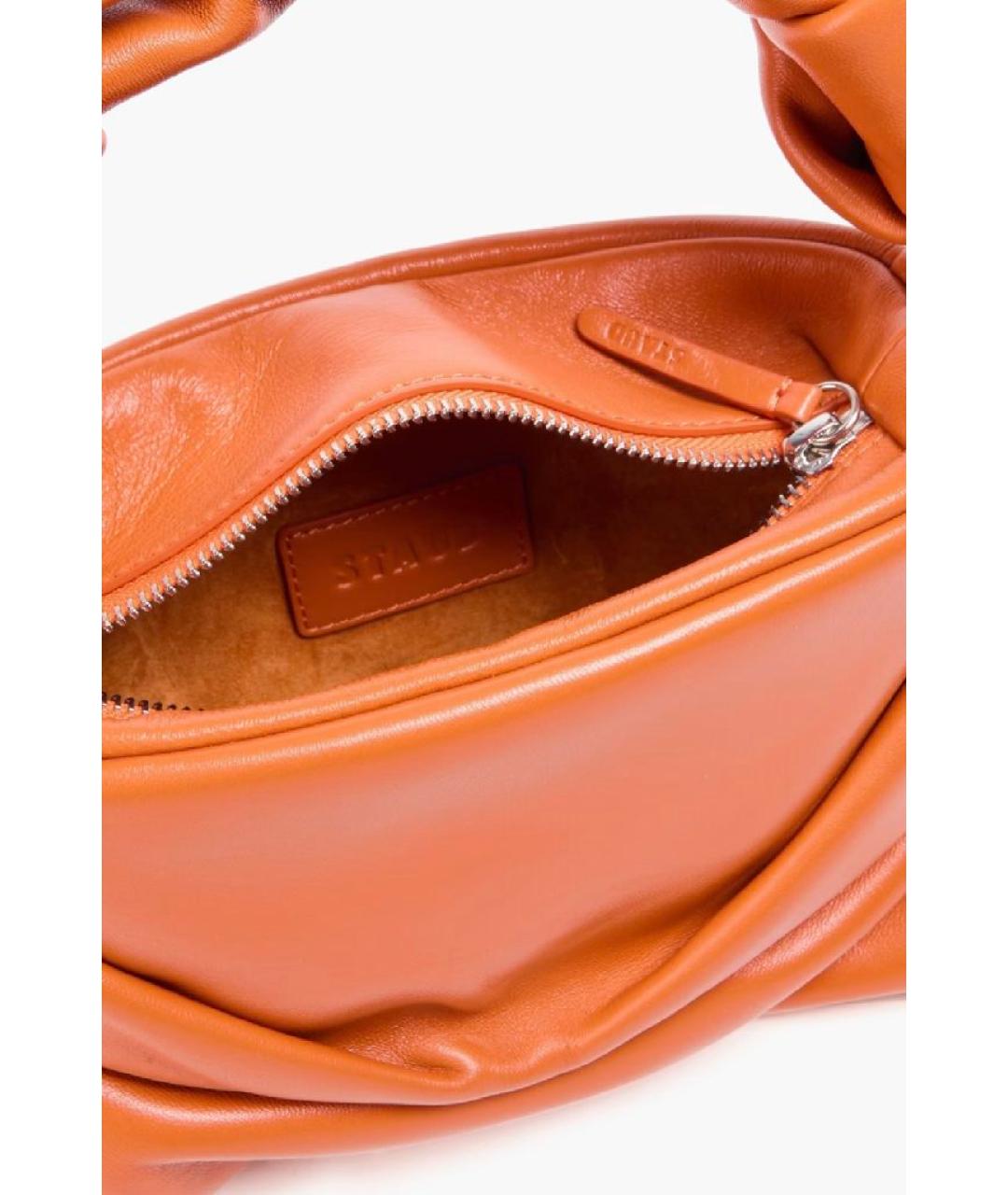 STAUD Оранжевая кожаная сумка с короткими ручками, фото 4