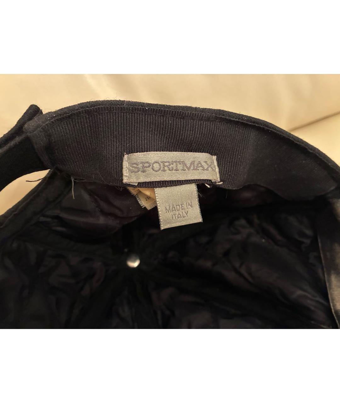 SPORTMAX Черная шерстяная кепка, фото 5