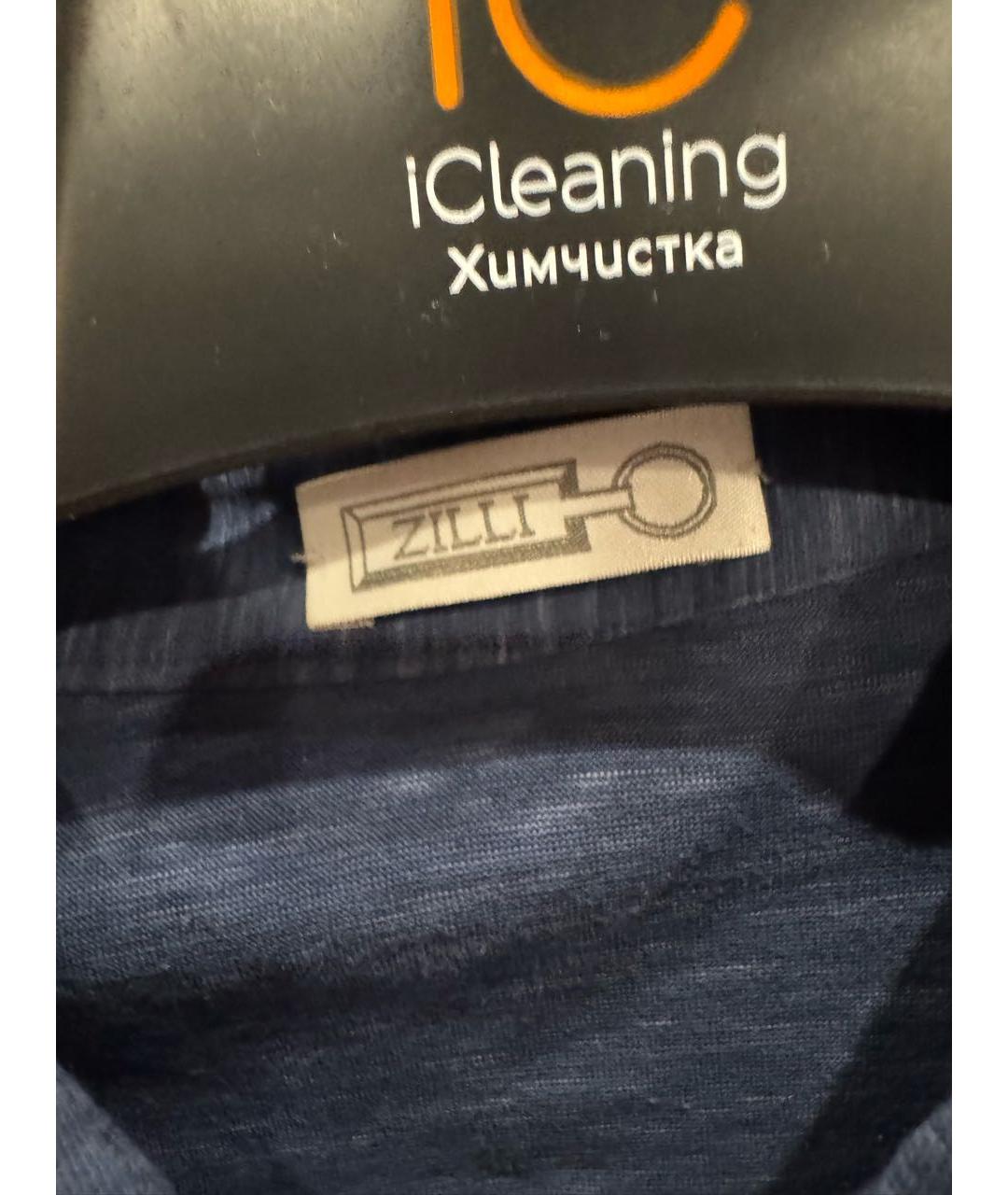 ZILLI Синее хлопковое поло с коротким рукавом, фото 3