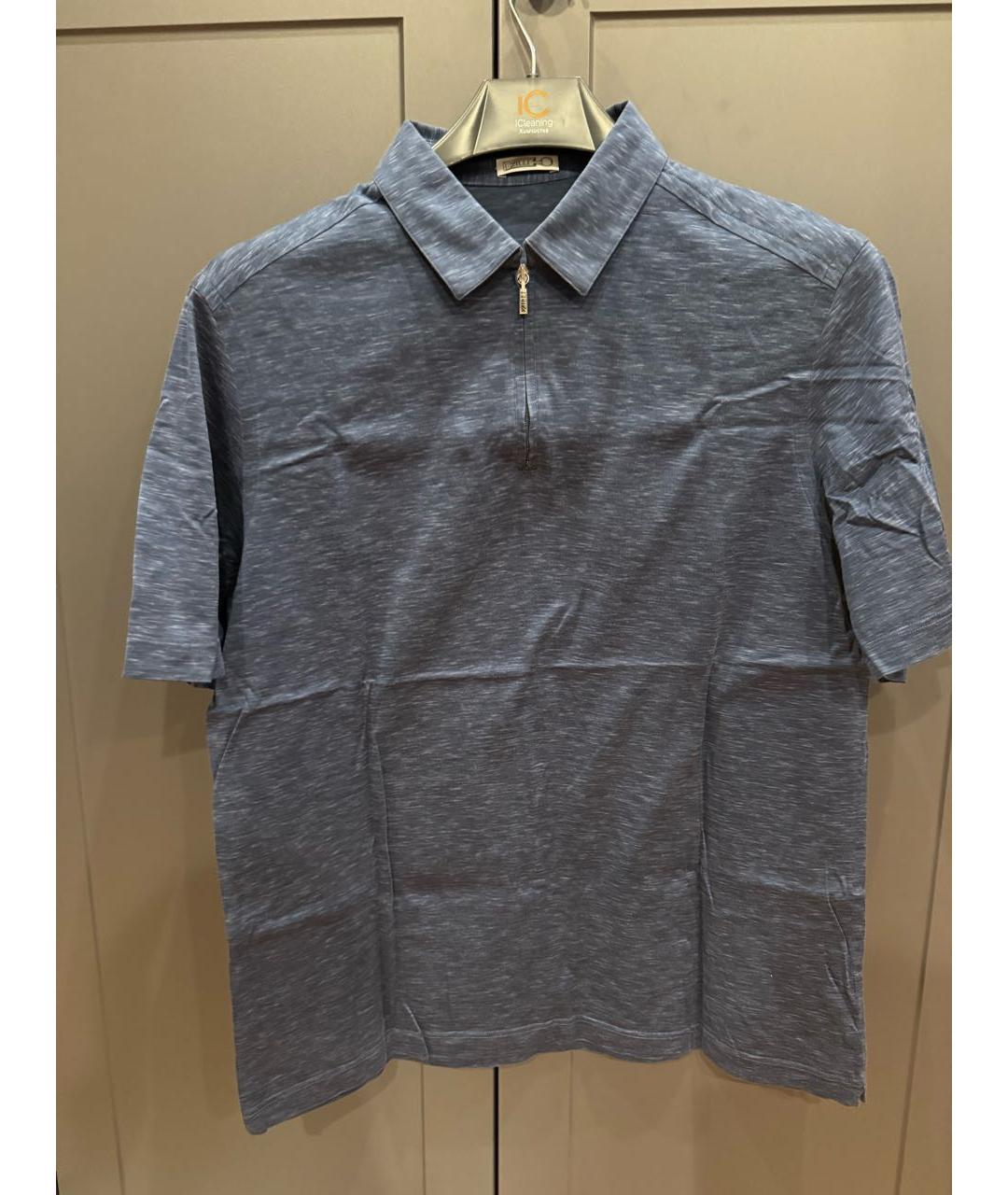 ZILLI Синее хлопковое поло с коротким рукавом, фото 5