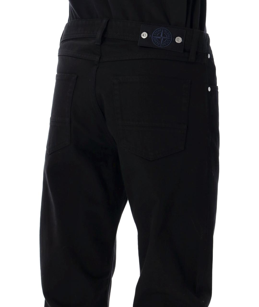 STONE ISLAND Черные хлопковые прямые джинсы, фото 3