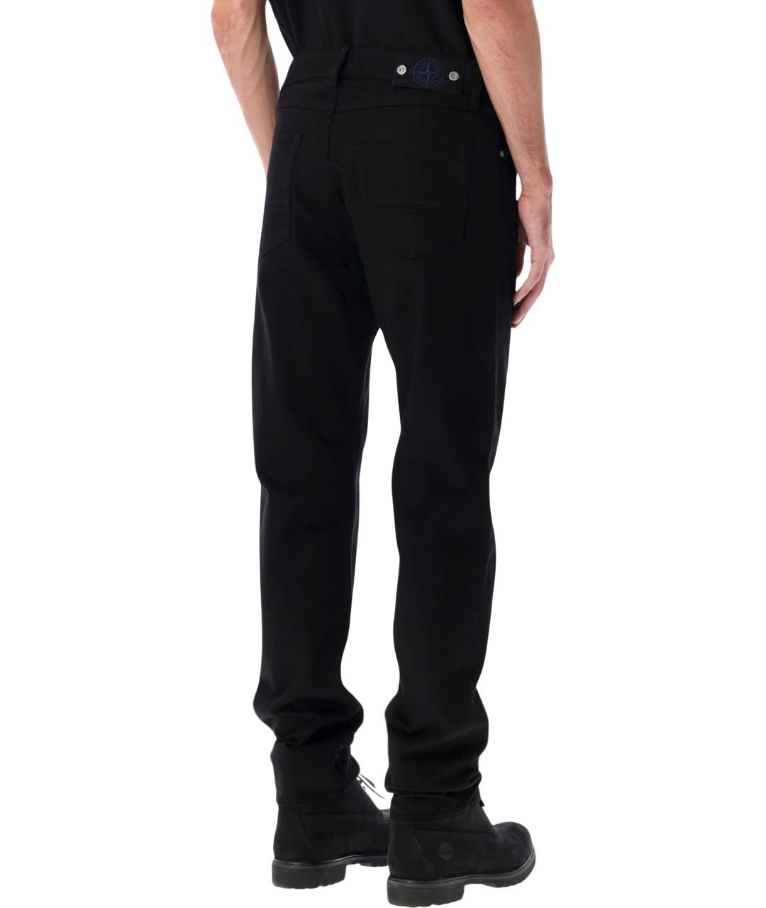 STONE ISLAND Черные хлопковые прямые джинсы, фото 2