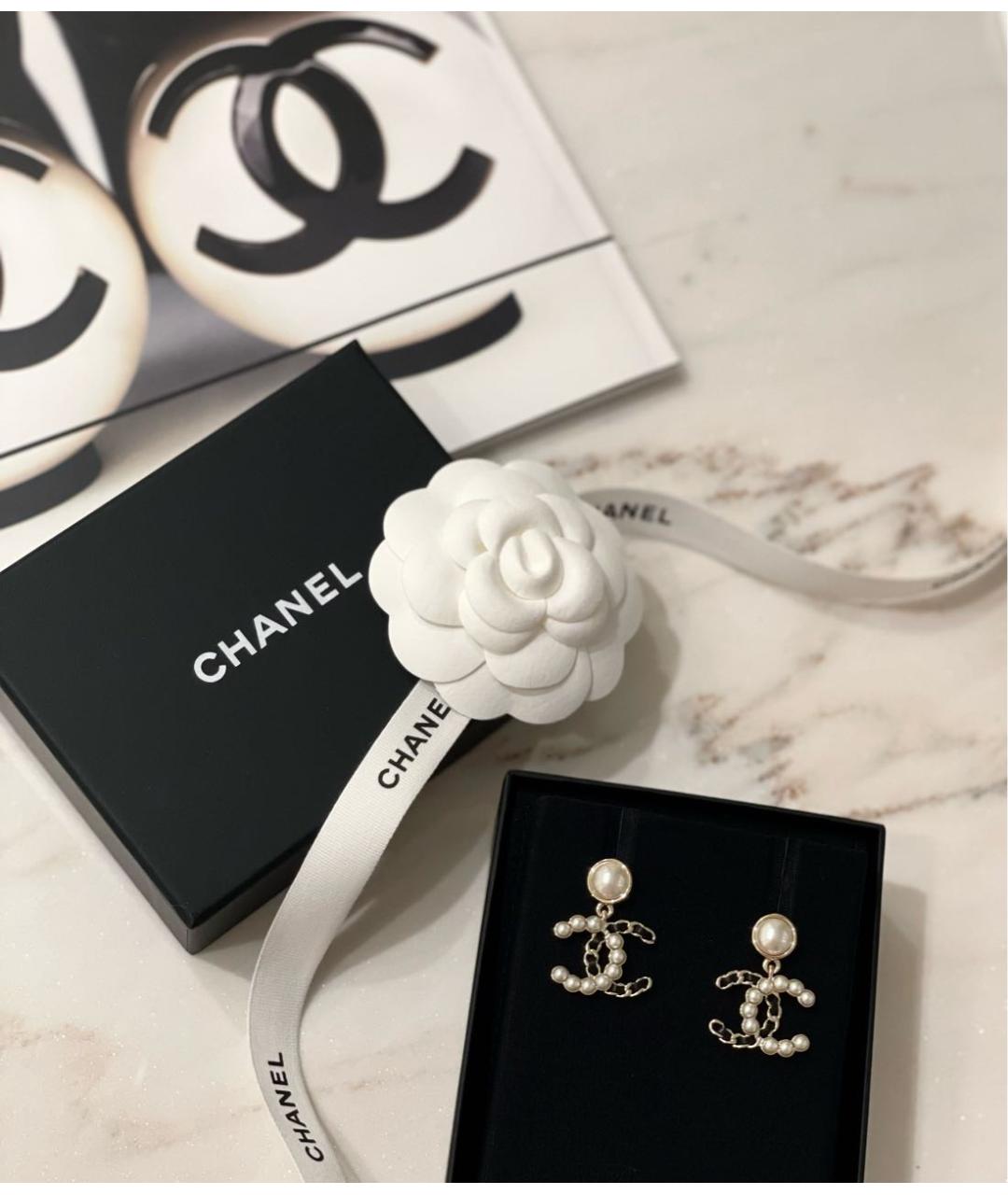 CHANEL Золотые металлические серьги, фото 3