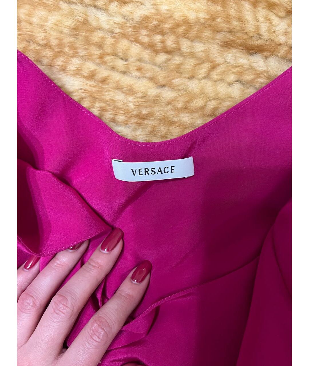 VERSACE Фуксия шелковое платье, фото 4