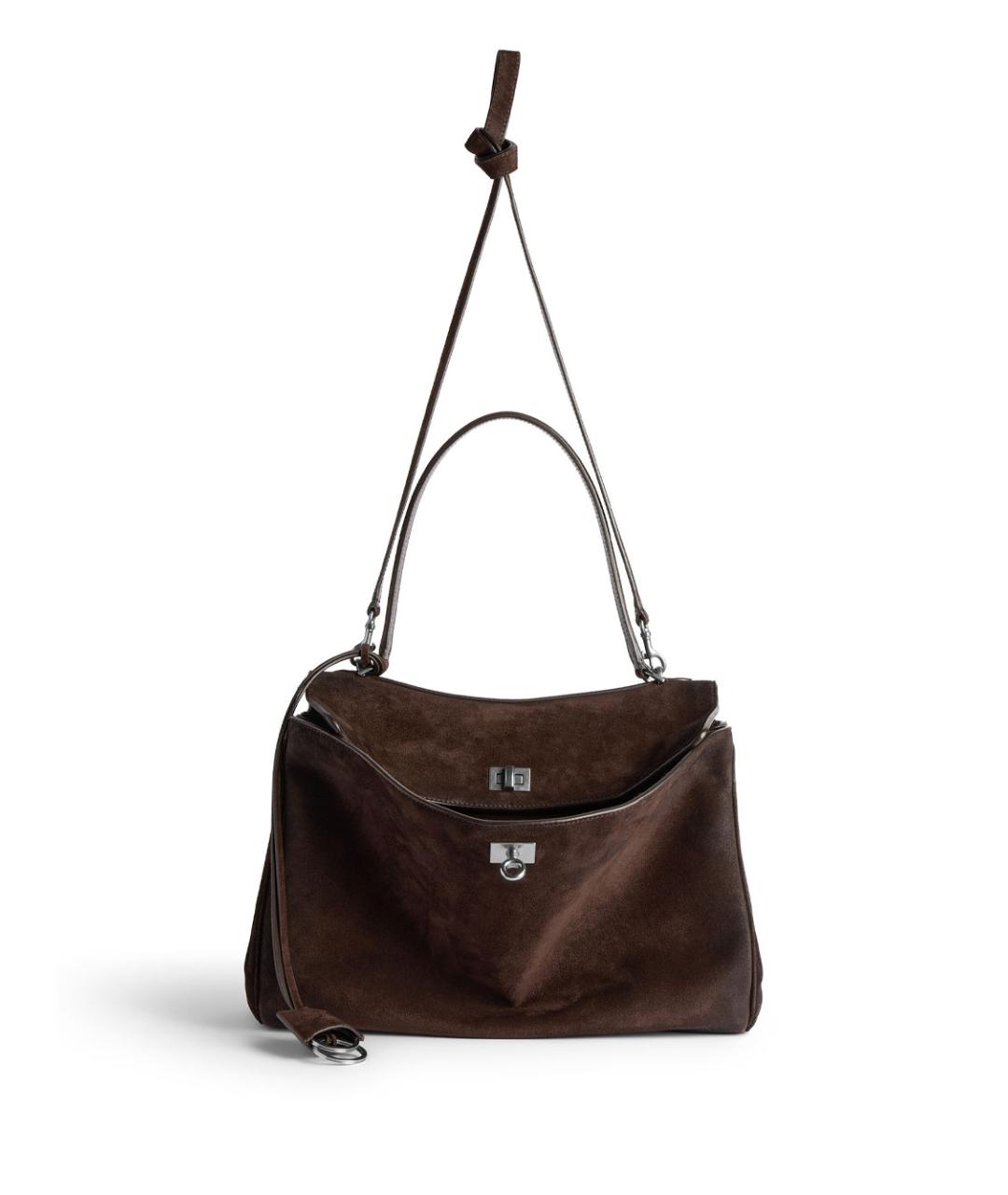 BALENCIAGA Коричневая замшевая сумка тоут, фото 5