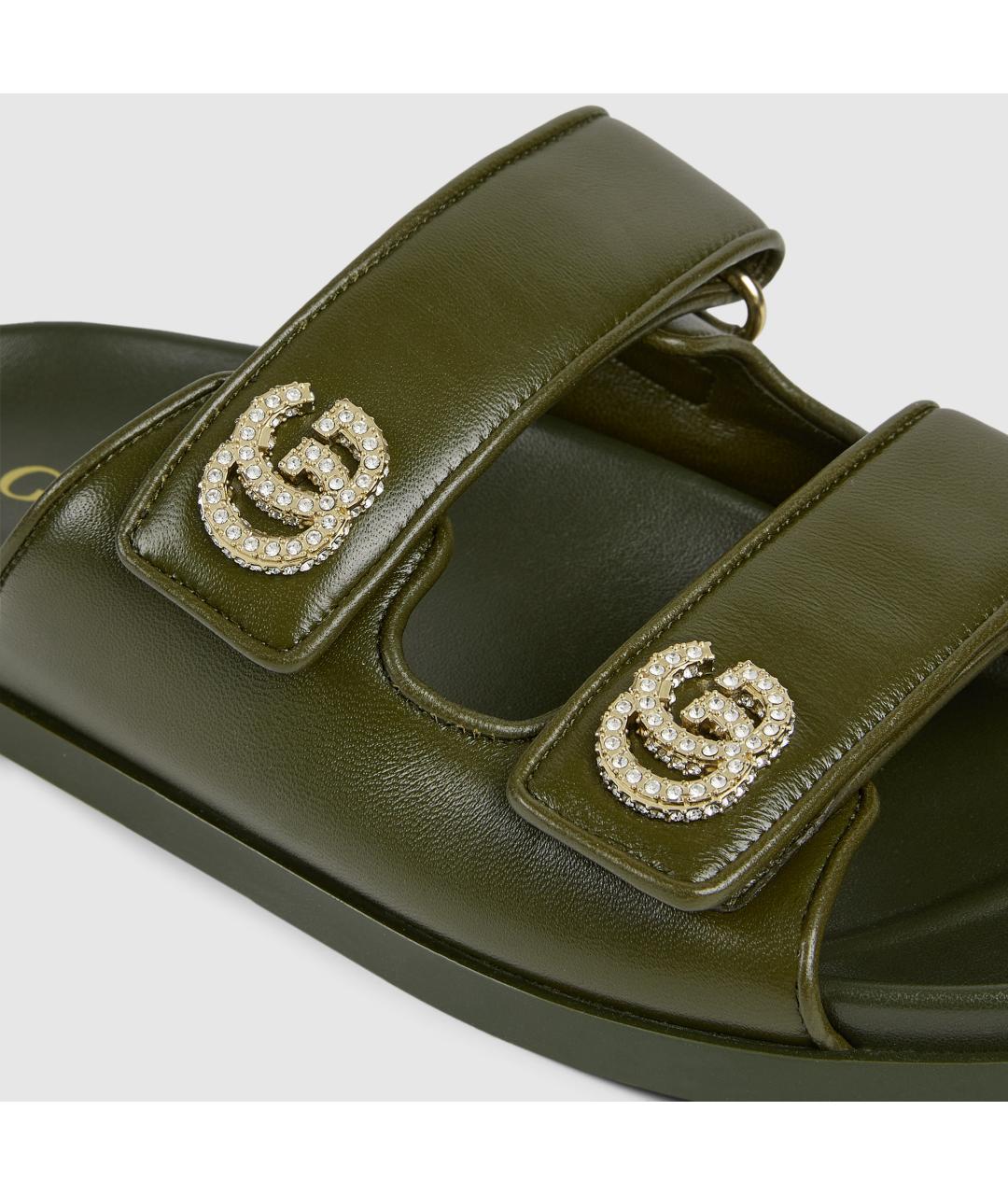 GUCCI Зеленые кожаные сандалии, фото 4