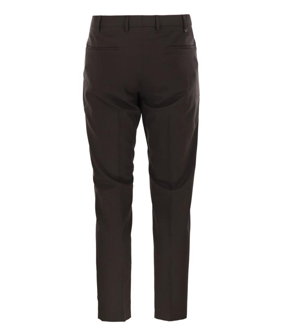 PT TORINO Коричневые шерстяные повседневные брюки, фото 2