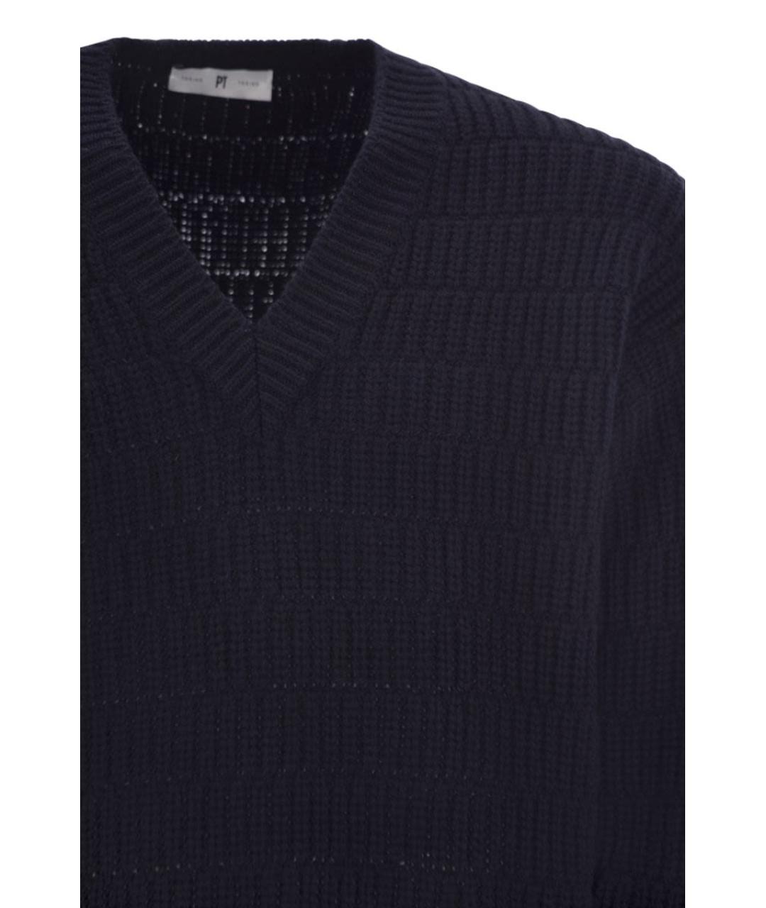 PT TORINO Темно-синий шерстяной джемпер / свитер, фото 4