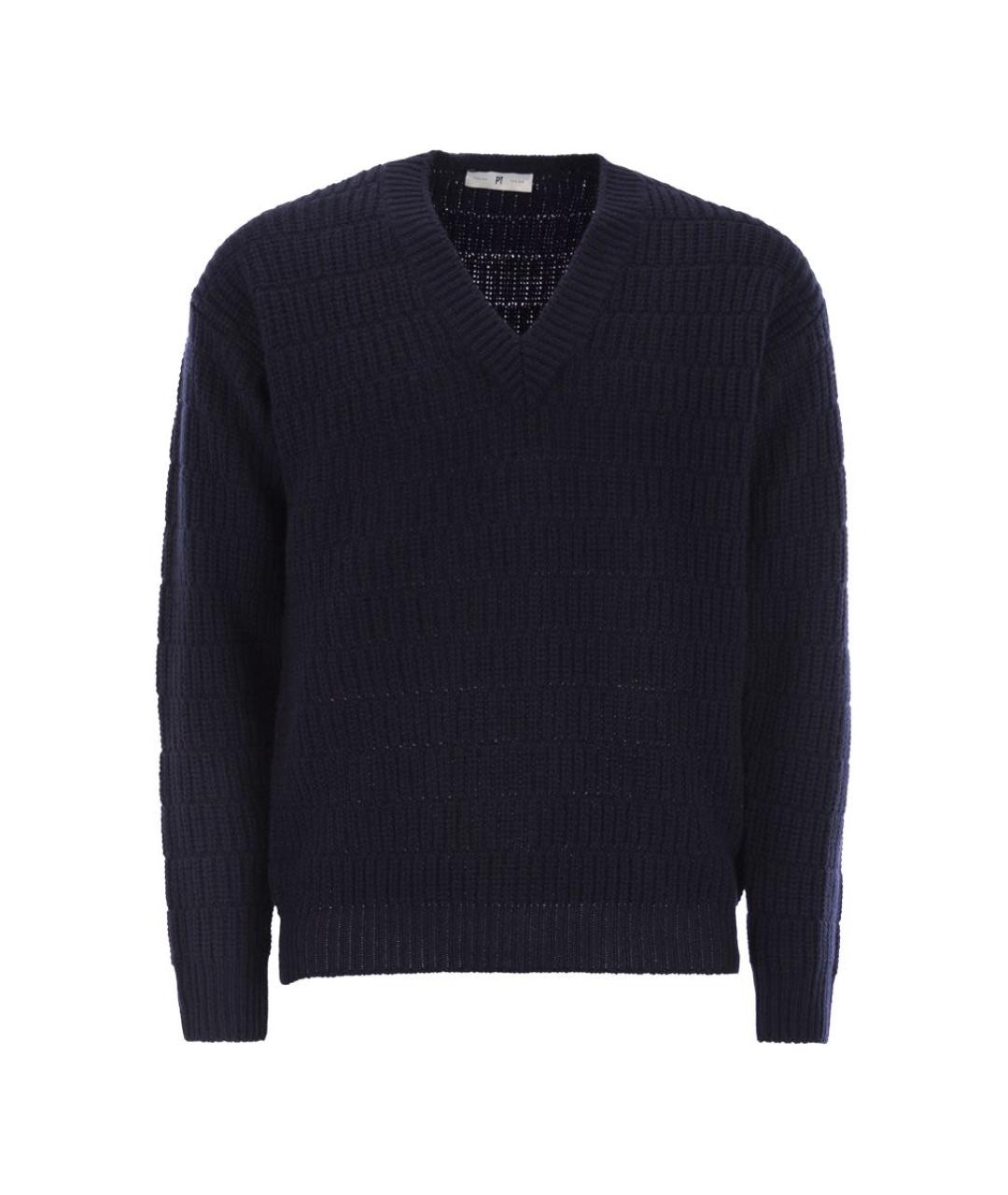 PT TORINO Темно-синий шерстяной джемпер / свитер, фото 1