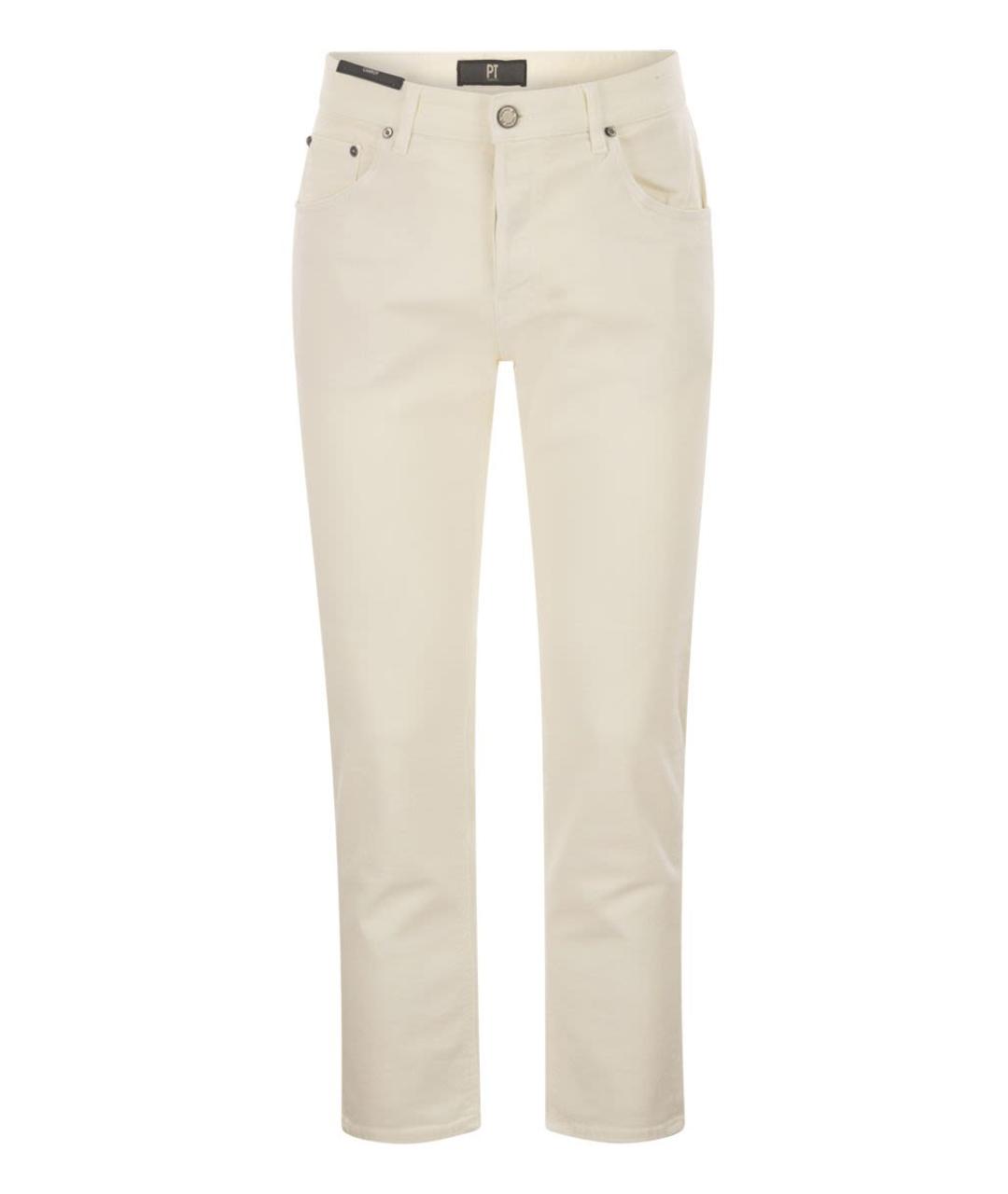 PT TORINO Белые хлопковые повседневные брюки, фото 1