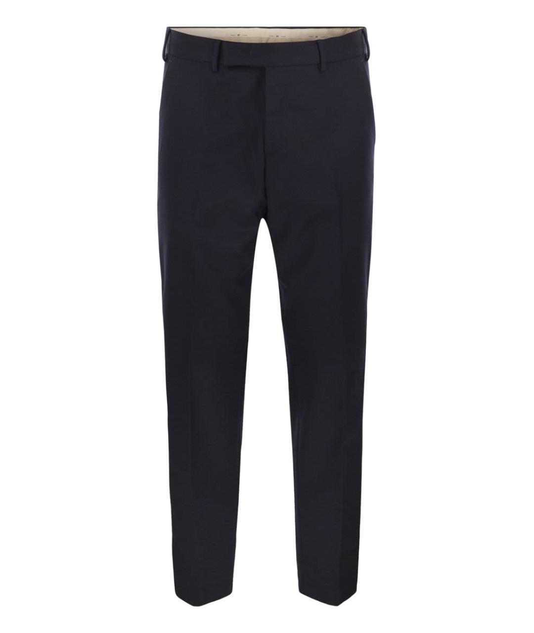 PT TORINO Темно-синие шерстяные классические брюки, фото 1