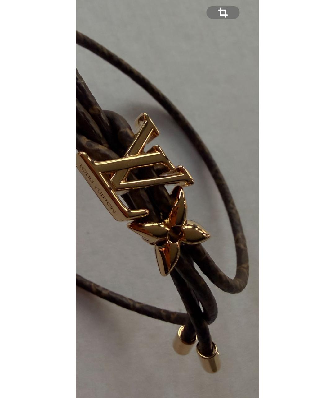 LOUIS VUITTON Коричневый кожаный браслет, фото 4