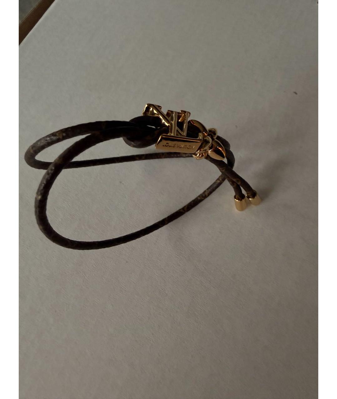 LOUIS VUITTON Коричневый кожаный браслет, фото 2