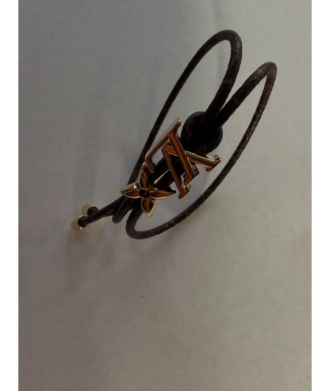 LOUIS VUITTON Коричневый кожаный браслет, фото 3
