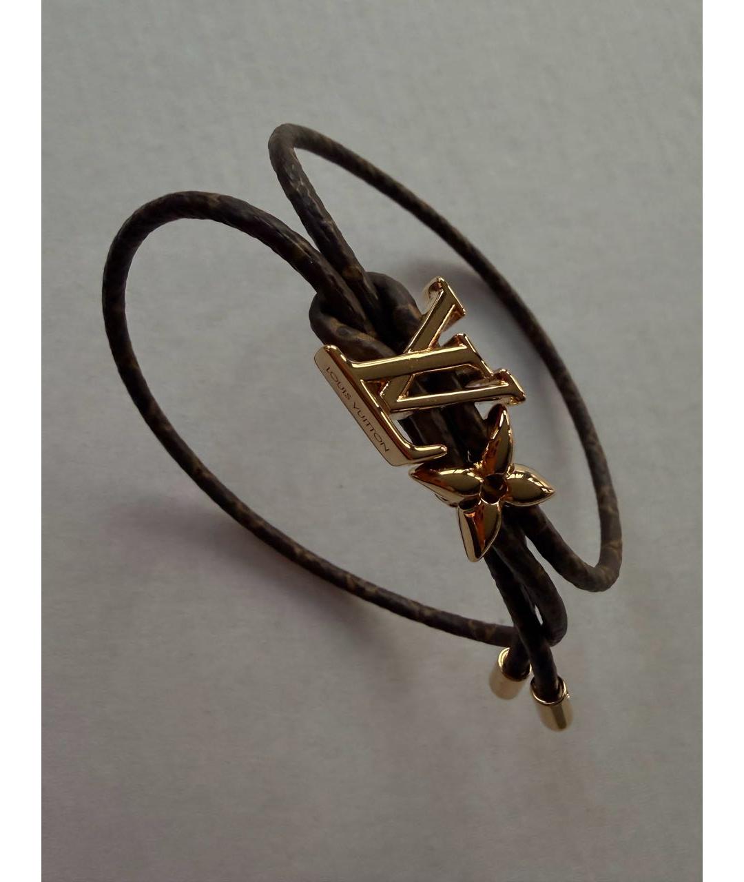 LOUIS VUITTON Коричневый кожаный браслет, фото 7