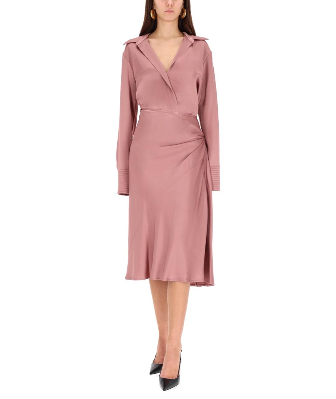 DRIES VAN NOTEN Розовая ацетатная юбка миди, фото 2