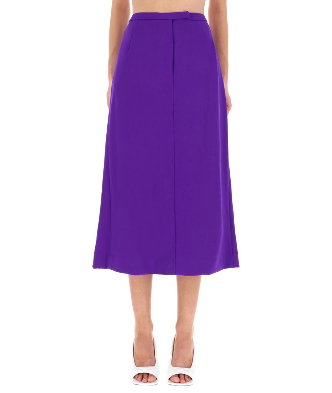 DRIES VAN NOTEN Фиолетовая шерстяная юбка миди, фото 5