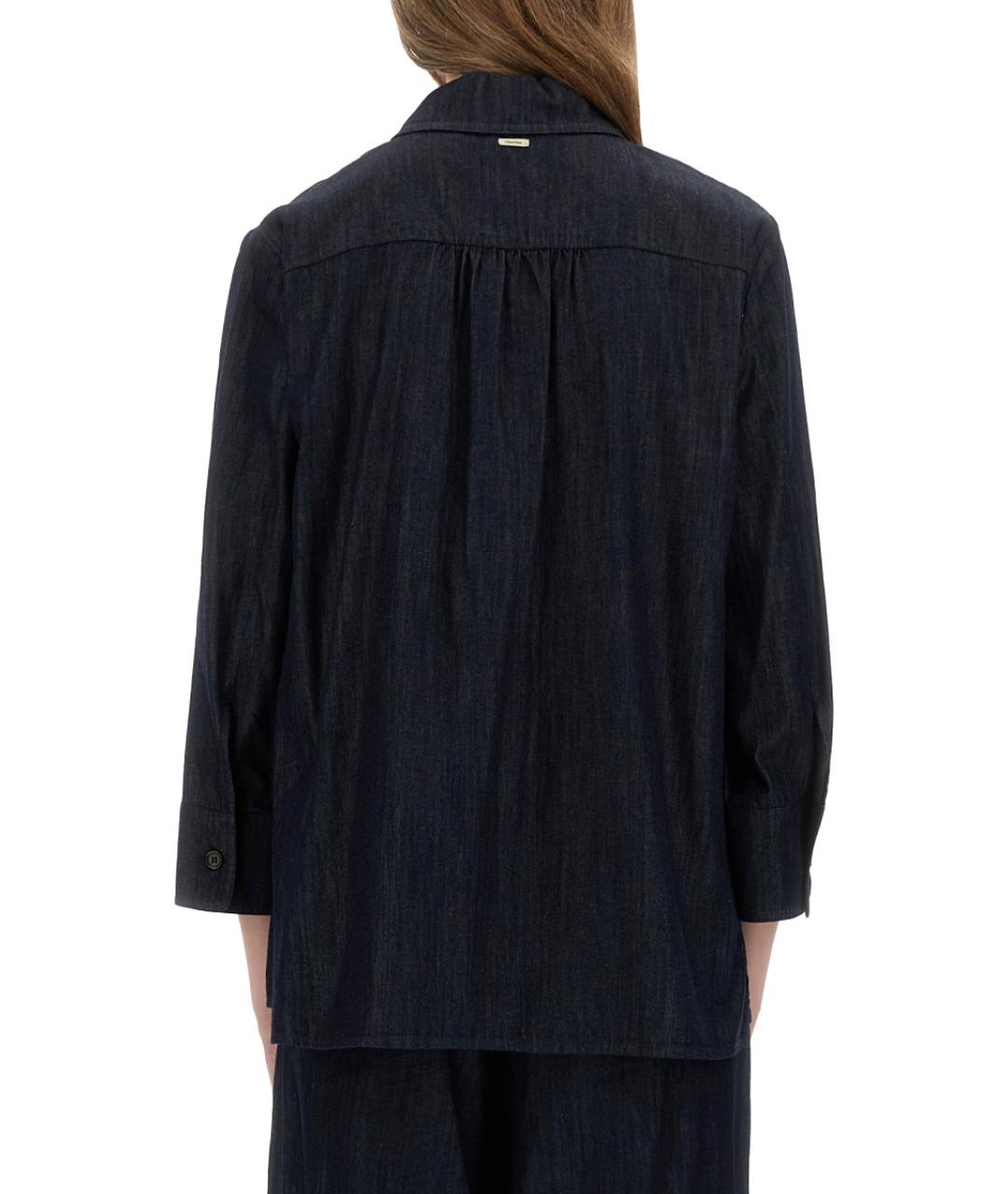 'S MAX MARA Синяя хлопковая рубашка, фото 4