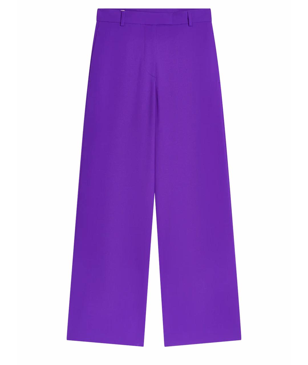 DRIES VAN NOTEN Фиолетовые шерстяные прямые брюки, фото 1