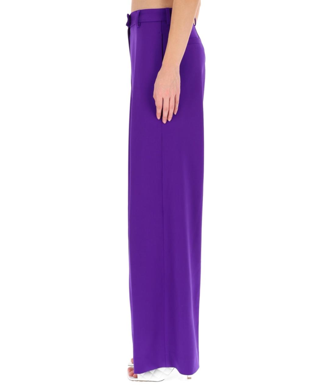 DRIES VAN NOTEN Фиолетовые шерстяные прямые брюки, фото 3