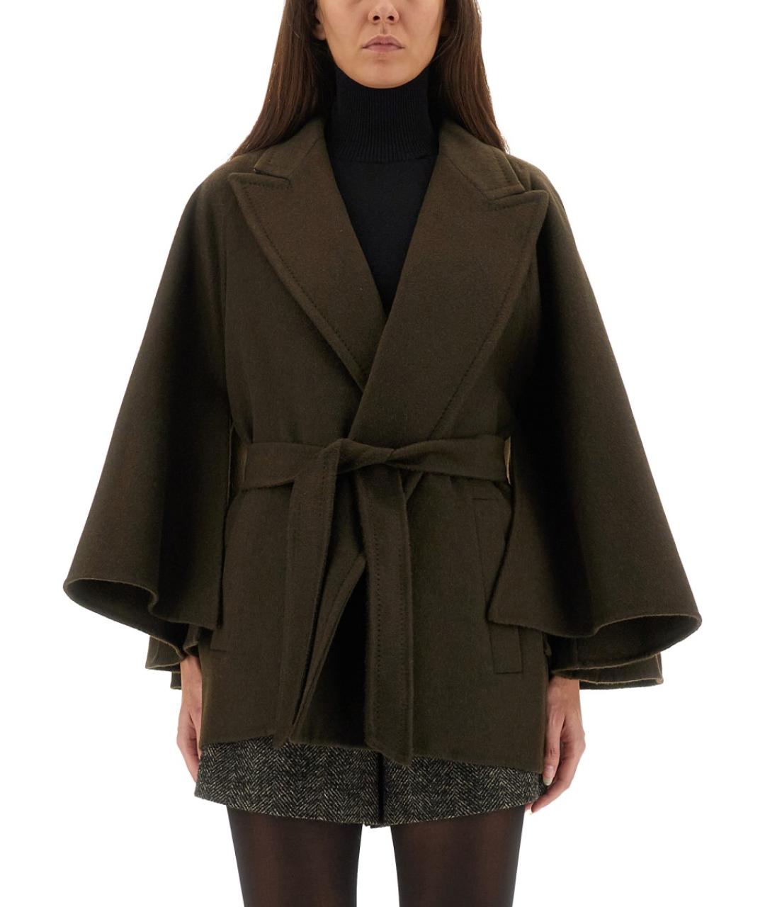 MAX MARA Зеленые шерстяное пальто, фото 2