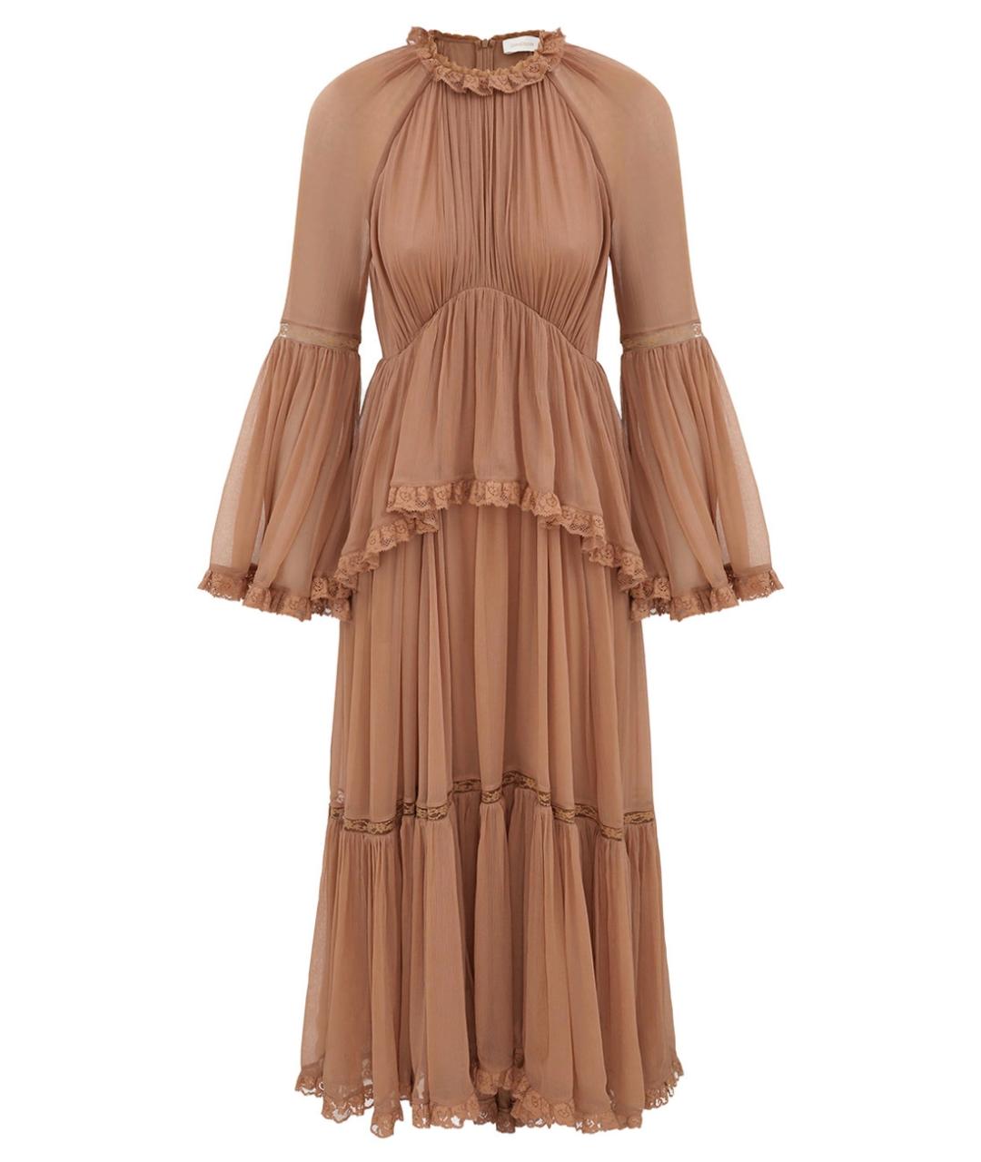 ZIMMERMANN Бежевое вискозное коктейльное платье, фото 1