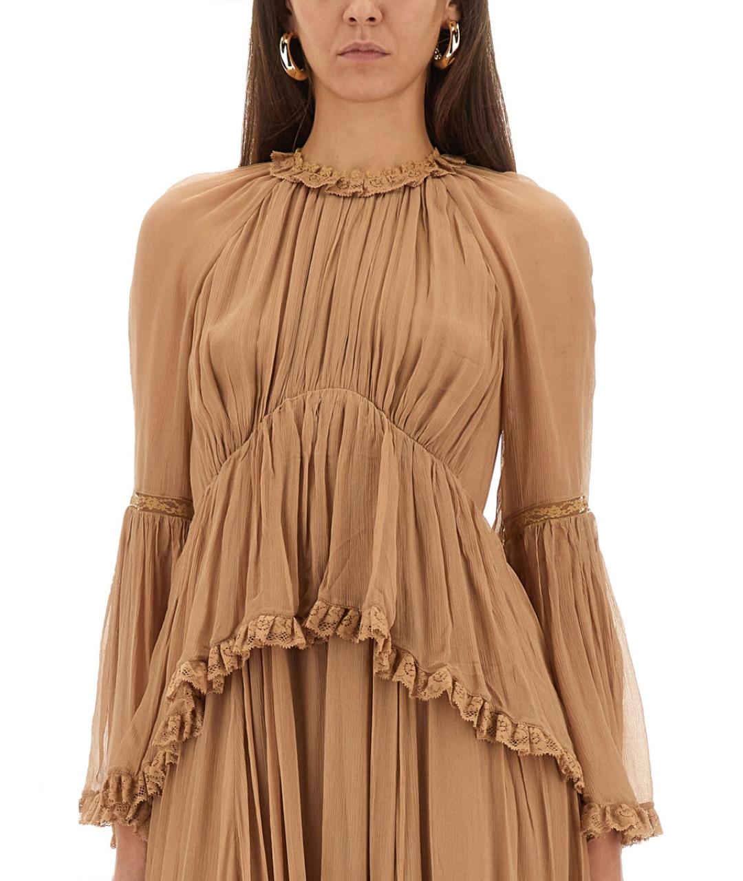 ZIMMERMANN Бежевое вискозное коктейльное платье, фото 3