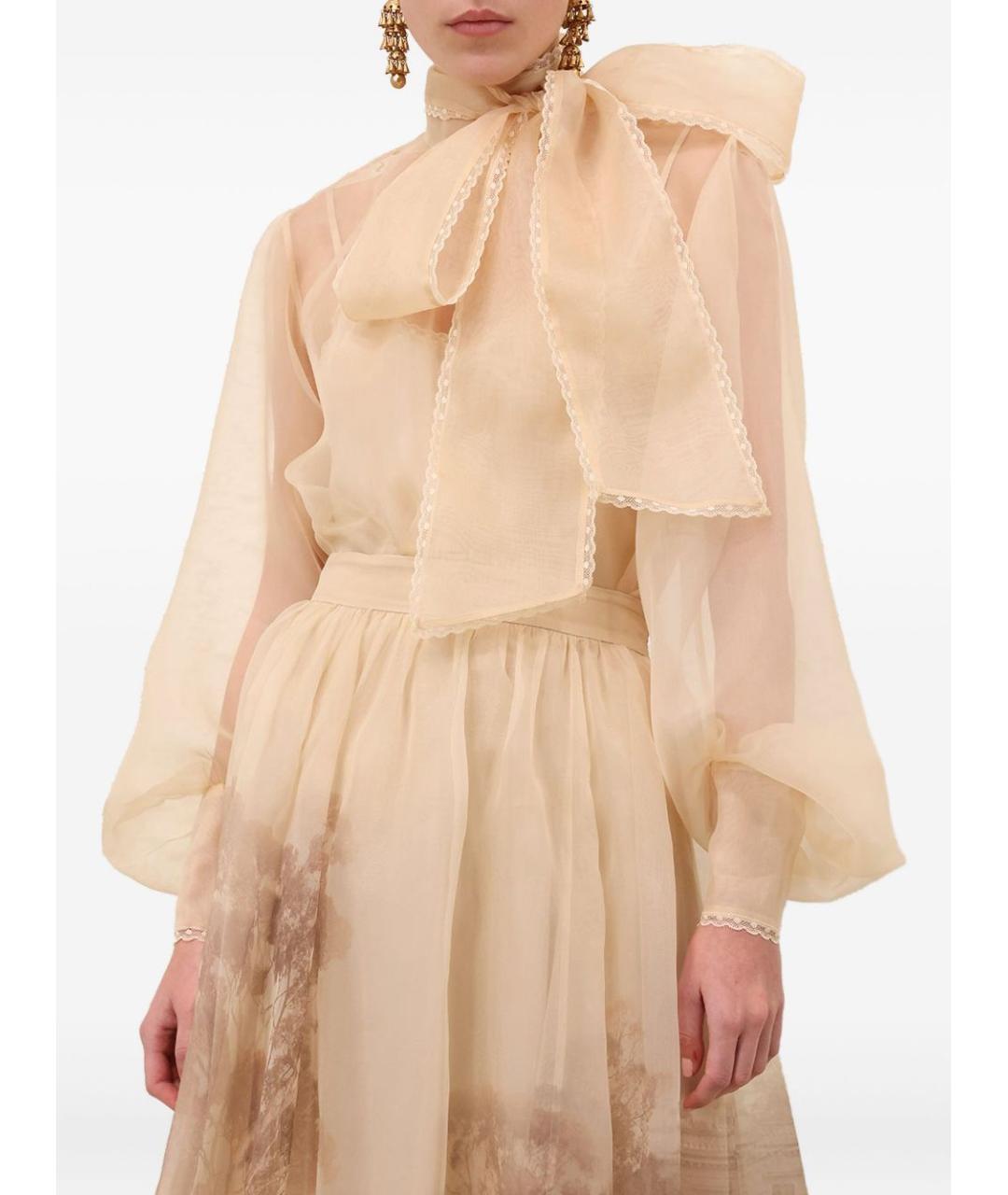 ZIMMERMANN Бежевая шелковая блузы, фото 3