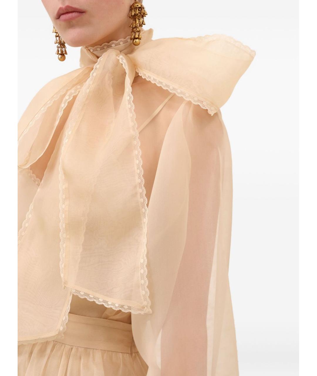 ZIMMERMANN Бежевая шелковая блузы, фото 2