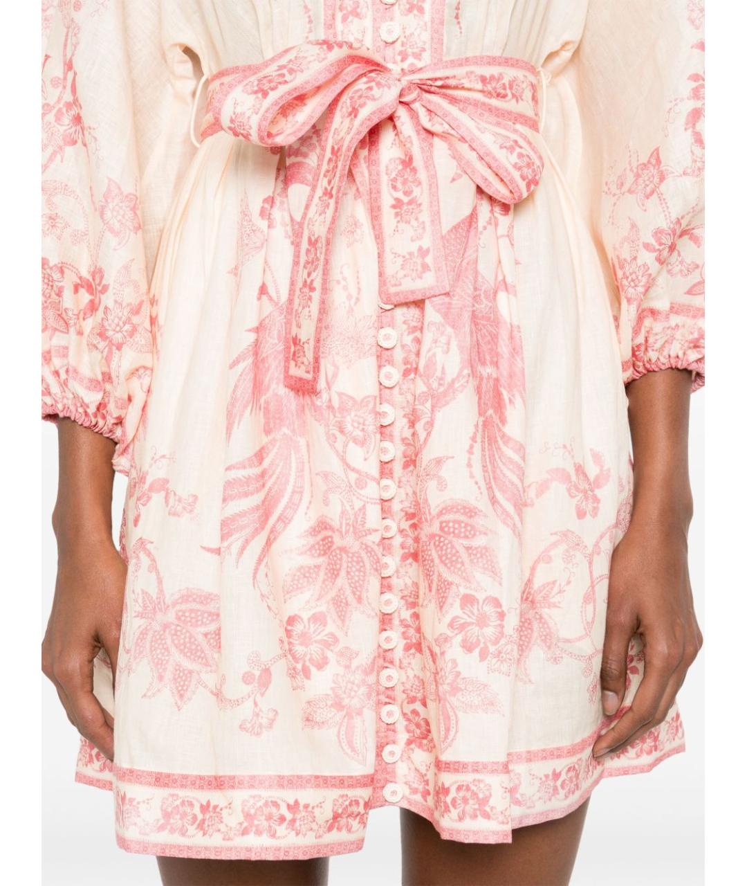 ZIMMERMANN Розовое льняное повседневное платье, фото 3