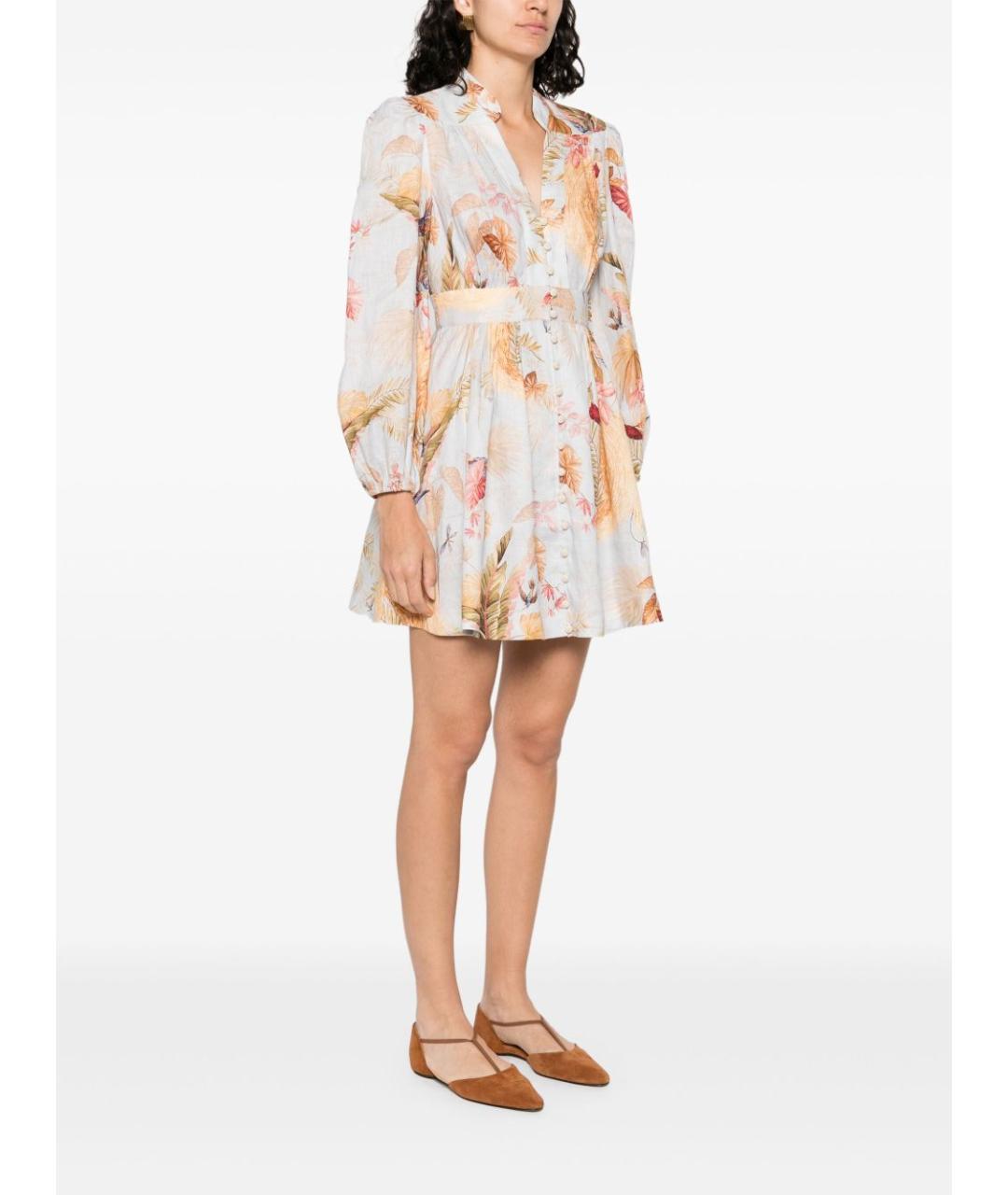 ZIMMERMANN Мульти льняное повседневное платье, фото 3