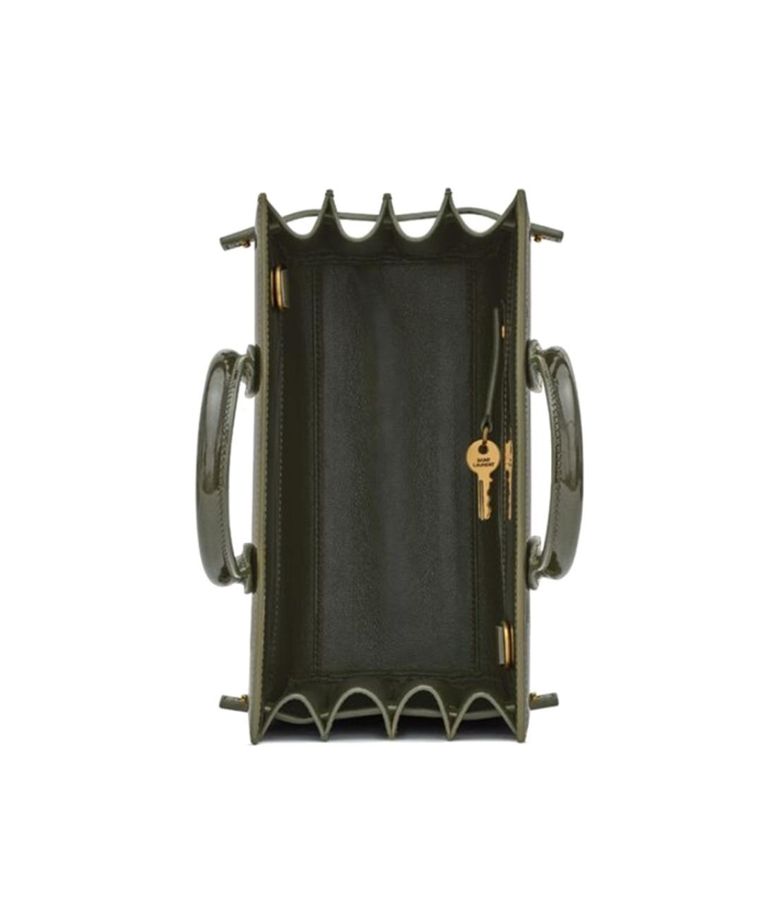 SAINT LAURENT Зеленая сумка тоут из лакированной кожи, фото 4