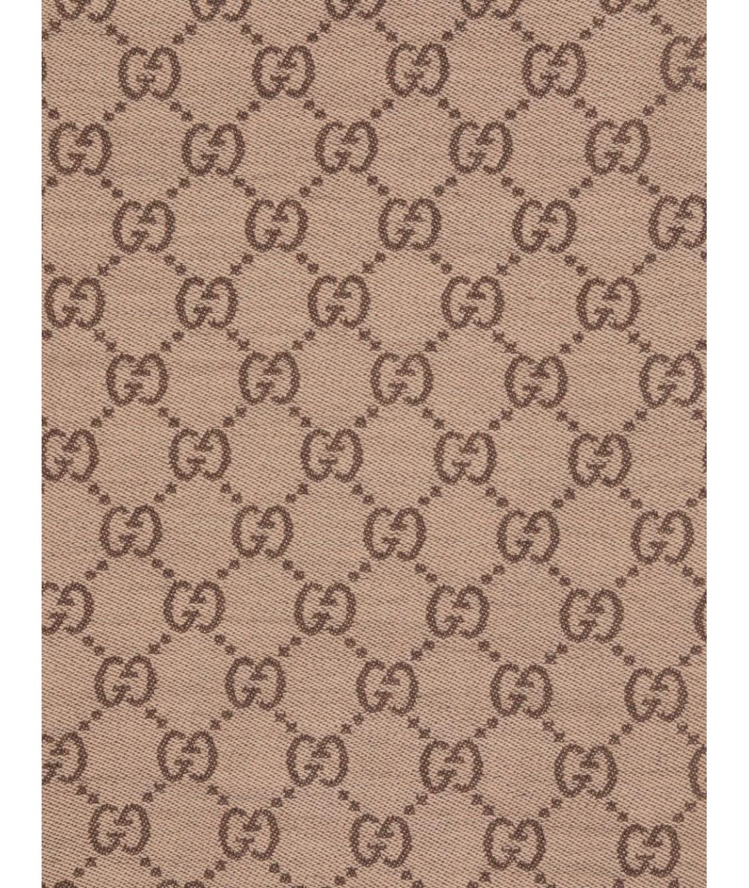 GUCCI Коричневый шерстяной шарф, фото 4