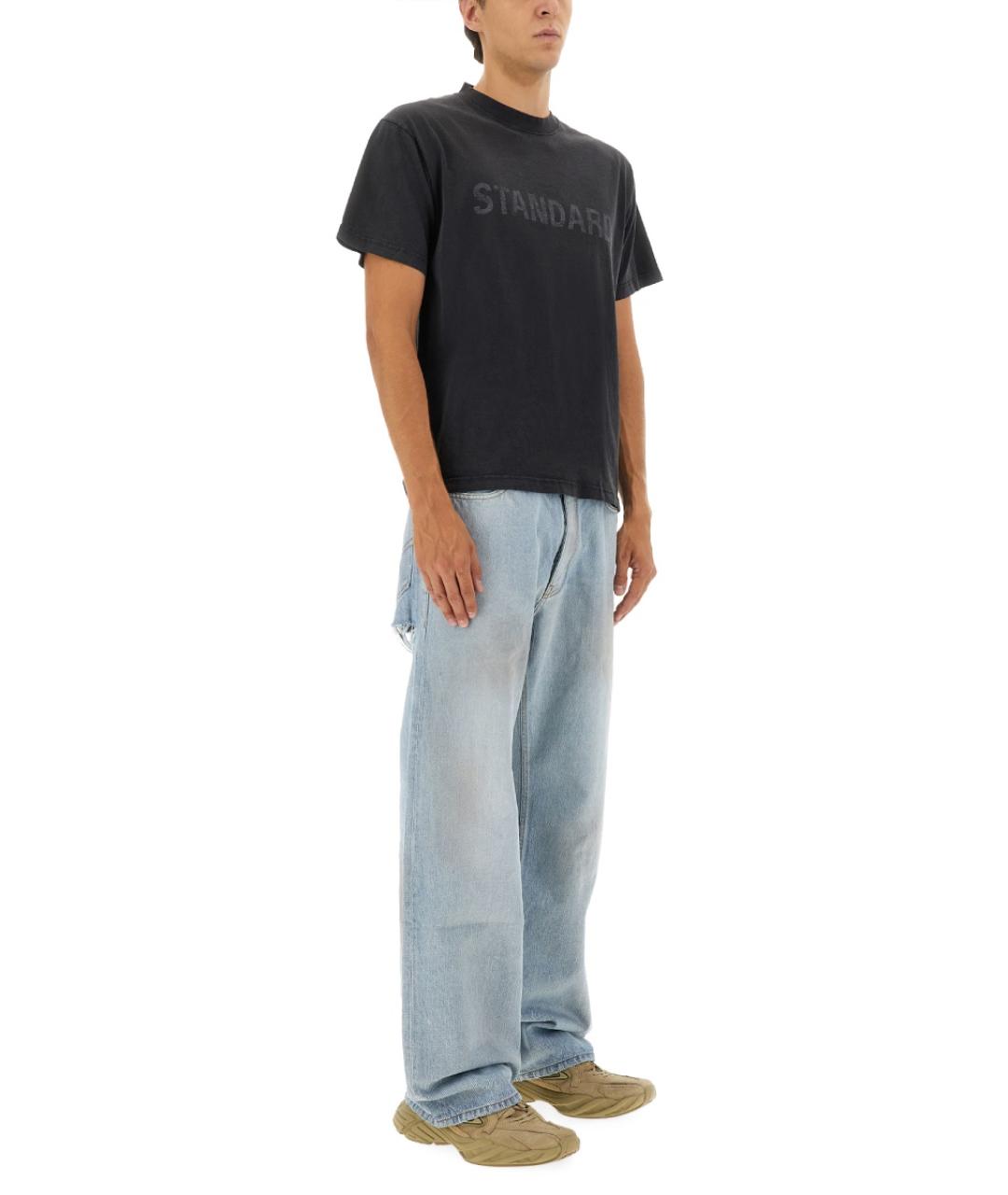 BALENCIAGA Голубые хлопковые прямые джинсы, фото 4