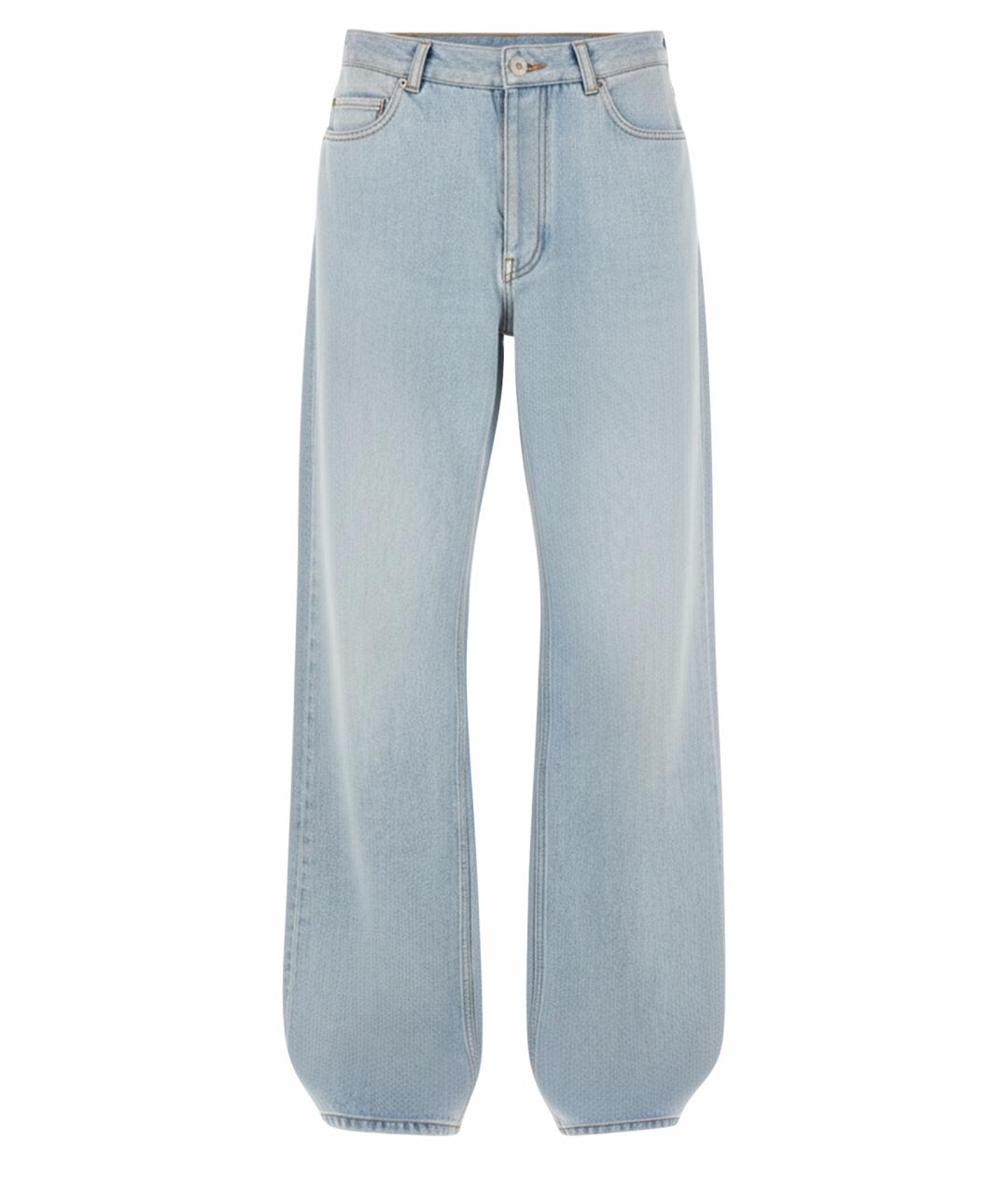 BALENCIAGA Голубые хлопковые прямые джинсы, фото 1