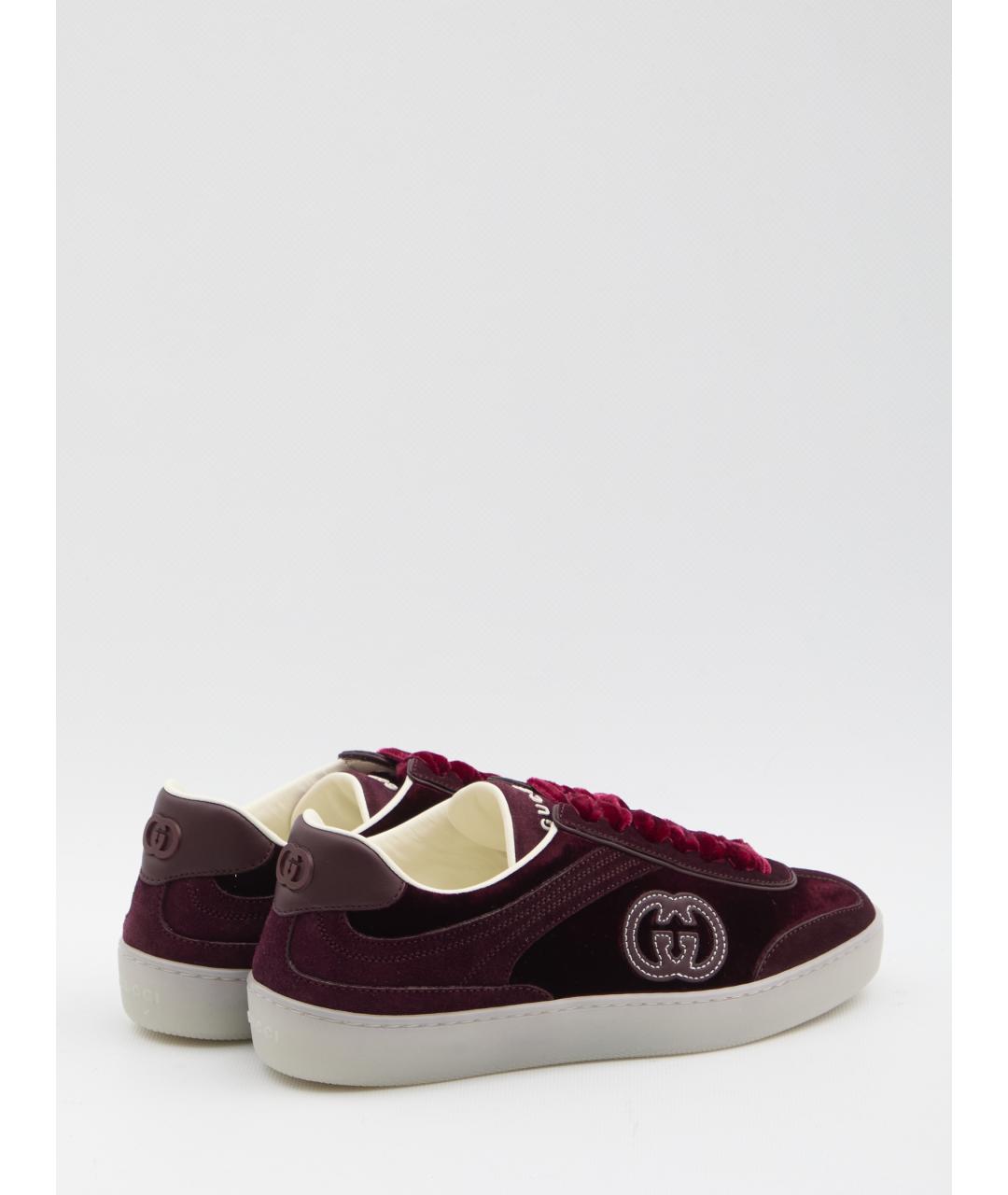 GUCCI Бордовые кожаные кеды, фото 3