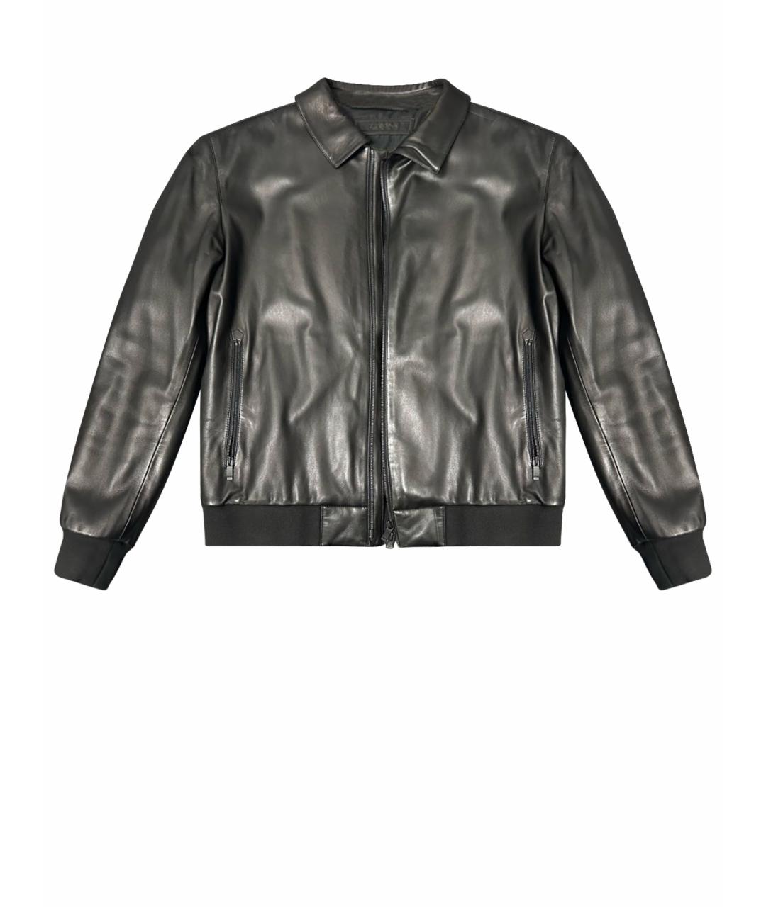 ZZEGNA Черная кожаная куртка, фото 1