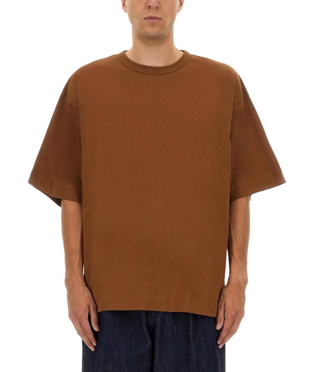 DRIES VAN NOTEN Коричневая хлопковая футболка, фото 5