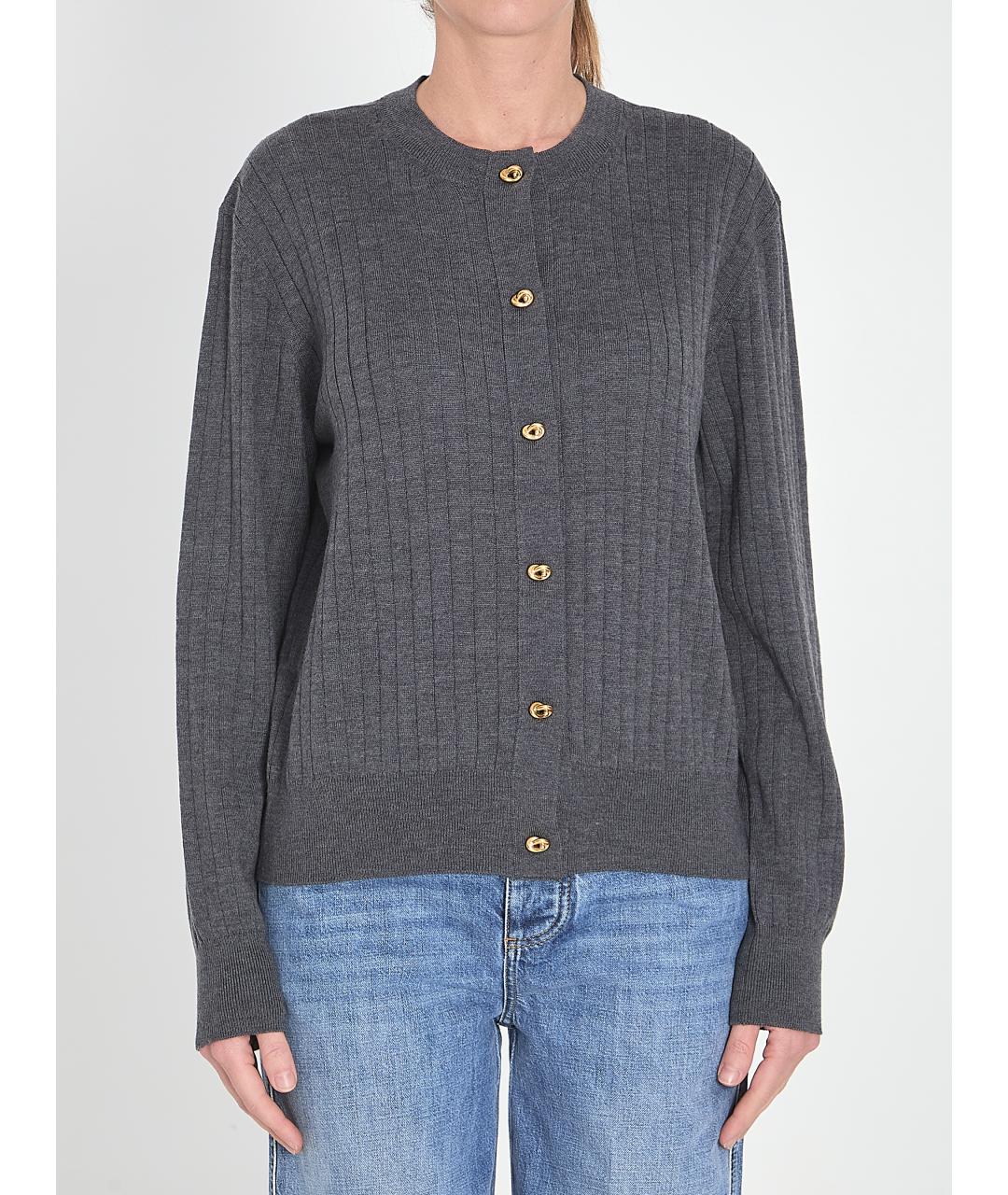 BOTTEGA VENETA Серый шерстяной кардиган, фото 2
