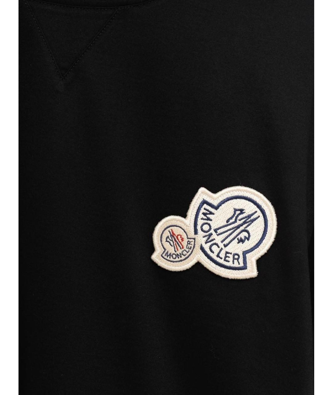 MONCLER Черная хлопковая футболка, фото 2