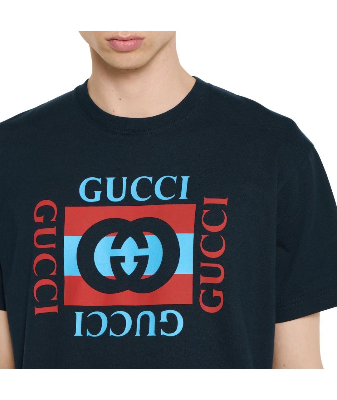GUCCI Синяя хлопковая футболка, фото 5